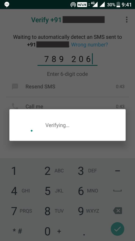 OTP mobile number Verification Screenshot