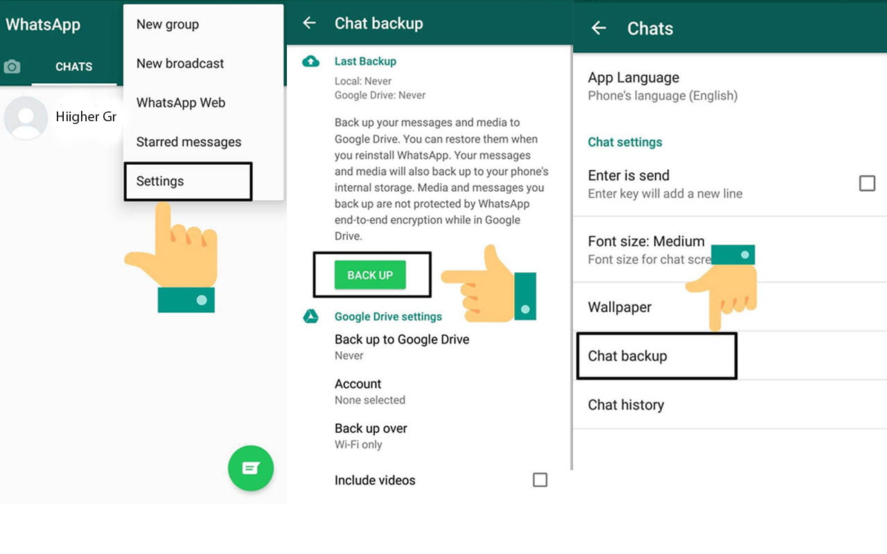 Steps to backup in gb whatsapp