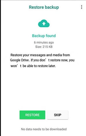 Restore backup in GB WhatsApp